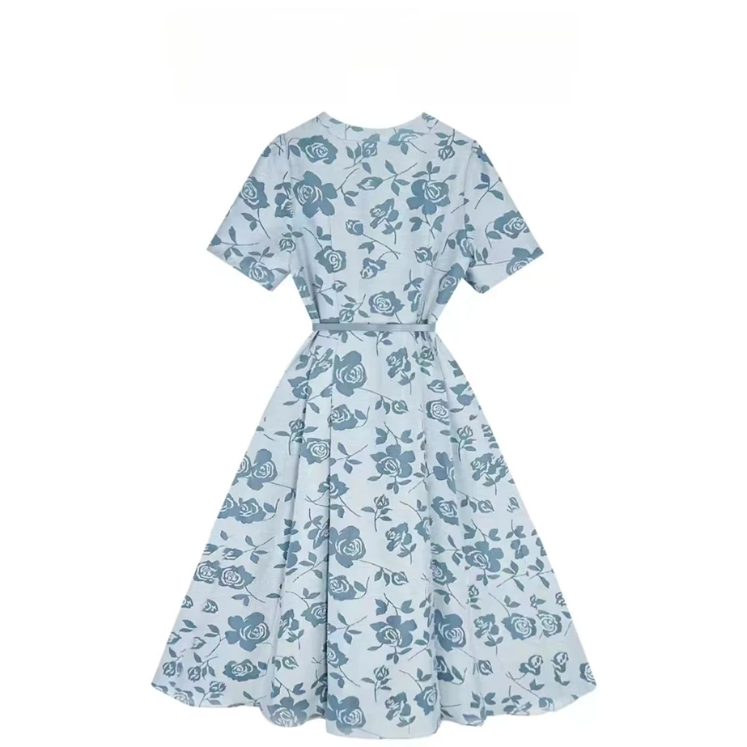 二哥二嫂【青花瓷】夏季高端复古显瘦连衣裙