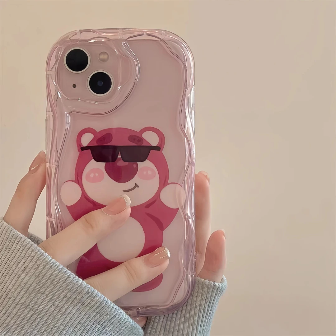 墨镜草莓熊苹果14手机壳可爱iPhone13promax卡通12透明11彩绘xr/8