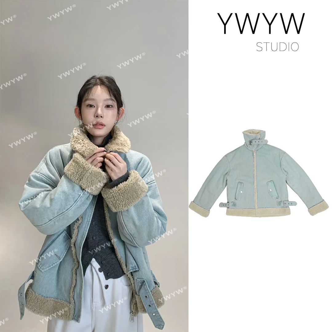 【福利款NO退换】春季立领/翻领加厚绒感保暖复古水洗牛仔外套3539