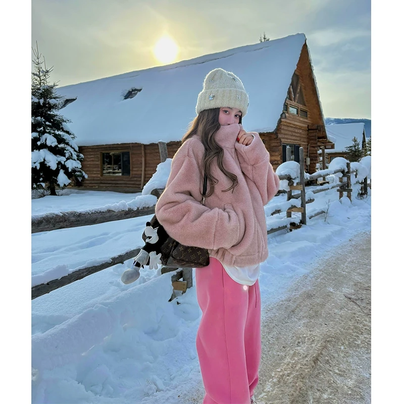 tingtings12/12【粉雾糖霜】环保貂毛草草外套女冬季毛绒上衣