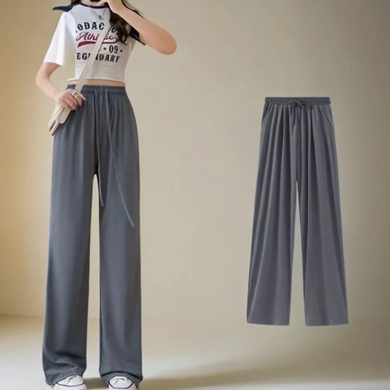 9820冰丝轻氧直筒休闲阔腿裤不带口袋