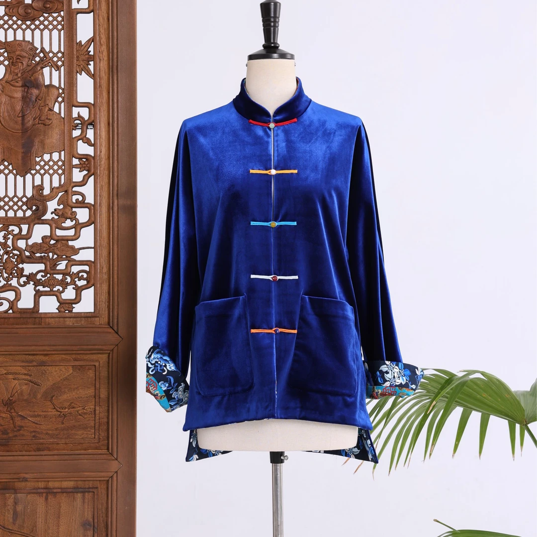 上秀蕙秋冬款丝绒刺绣打底衬衫