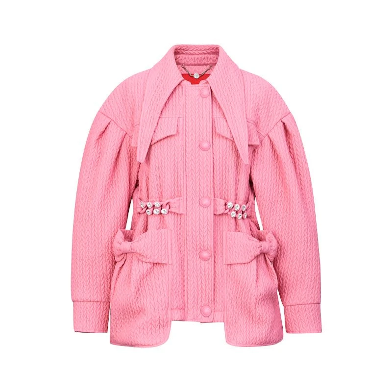2021冬编织肌理保暖羽绒服LF21D31C06R435拉飞姆羽绒服