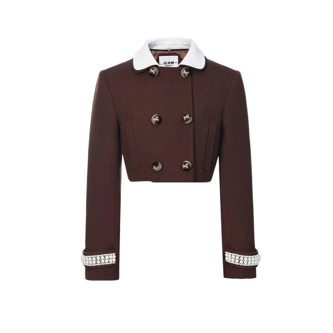 拉飞姆2025春 撞色领斜纹外套LF25C21SC033