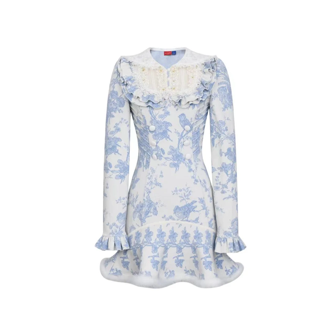 拉飞姆2023冬 约依印花针织连衣裙LF23D41ZO095