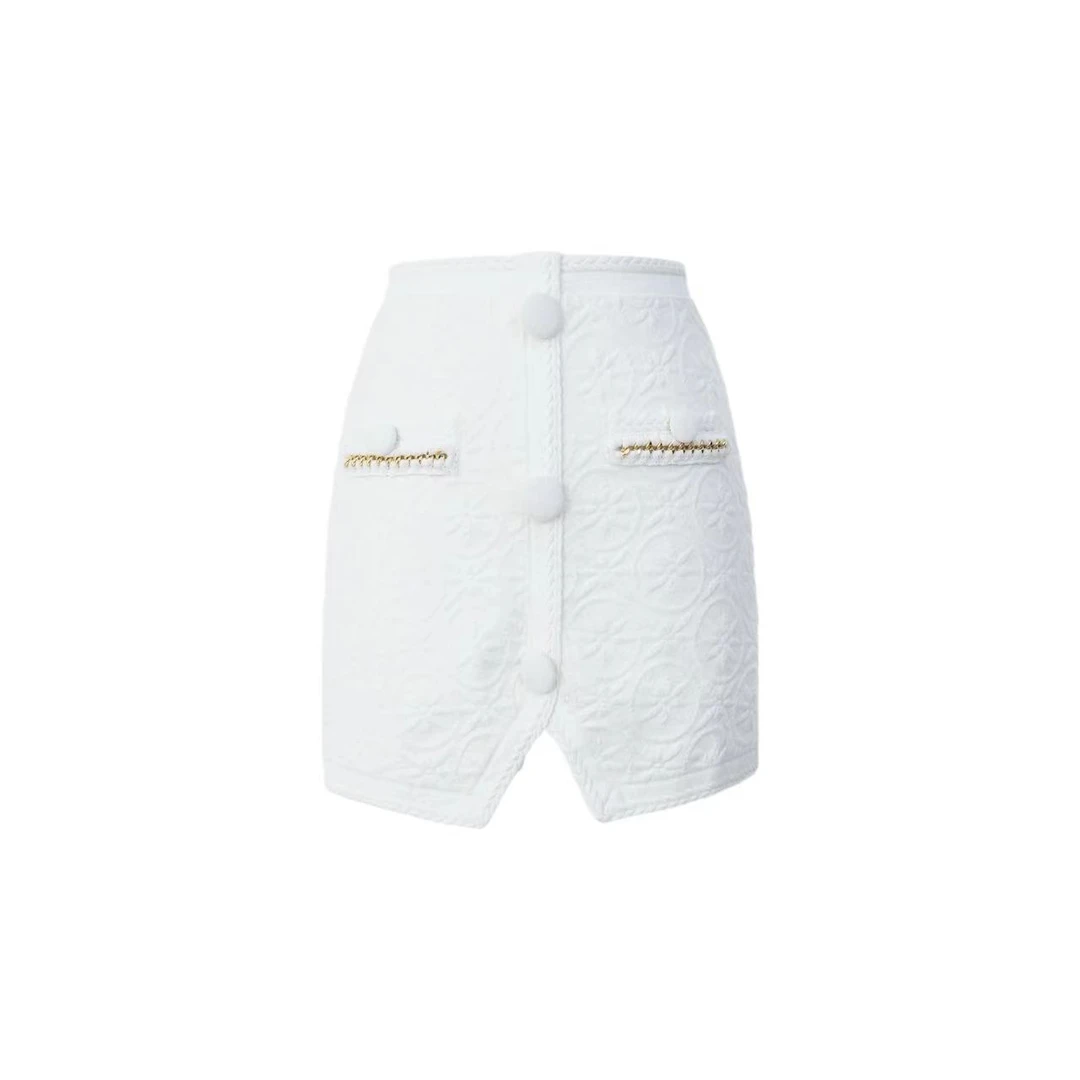 拉飞姆2024夏 链条装饰针织半裙LF24X41ZS114