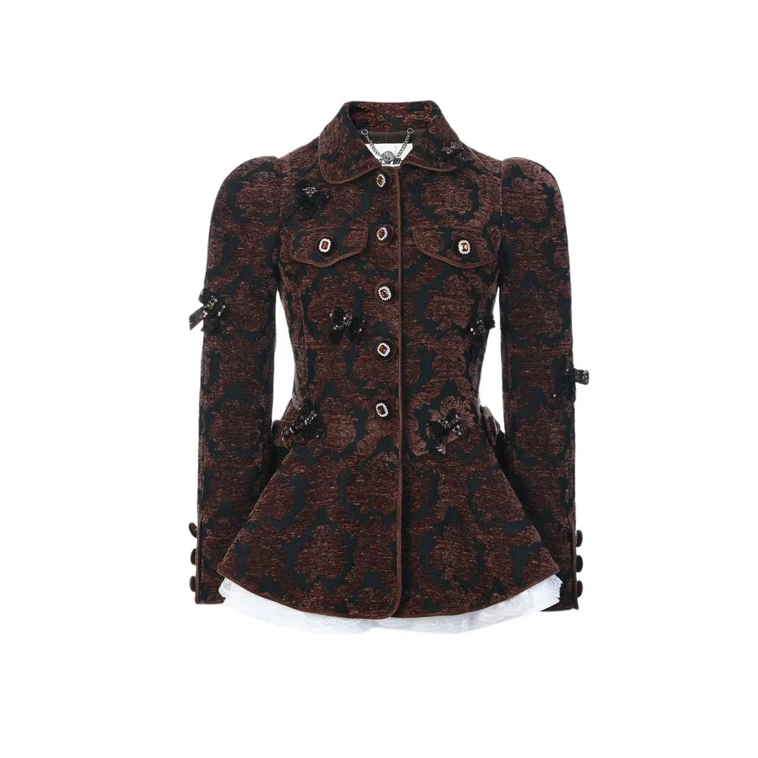 拉飞姆2025春 宫廷风提花长外套LF25C11SC274