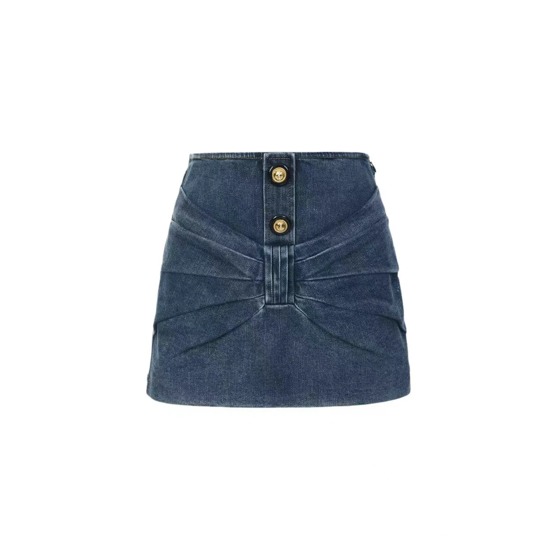 拉飞姆2024秋 精致蝴蝶结牛仔半裙LF24Q31NS254