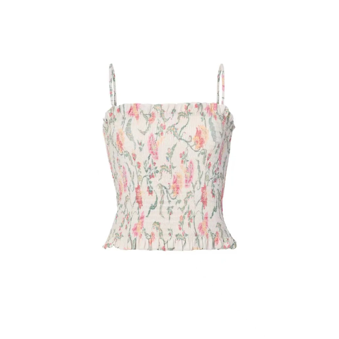 拉飞姆2024夏 印花打揽吊带上衣LF24X41SV299