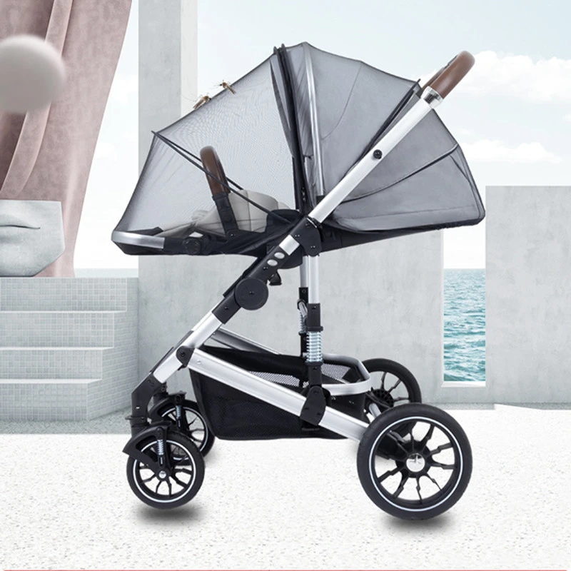 婴儿车蚊帐黑色通用儿童手推车防蚊罩婴幼儿加密网纱bb伞车遮阳