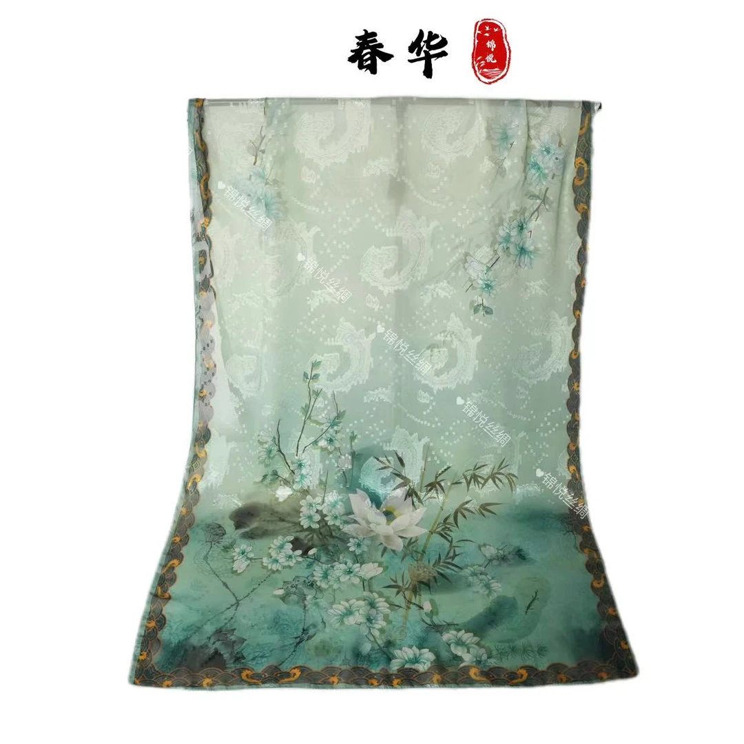 锦悦【春华】新中式剪花轻奢高定国风丝巾70*180（A658）