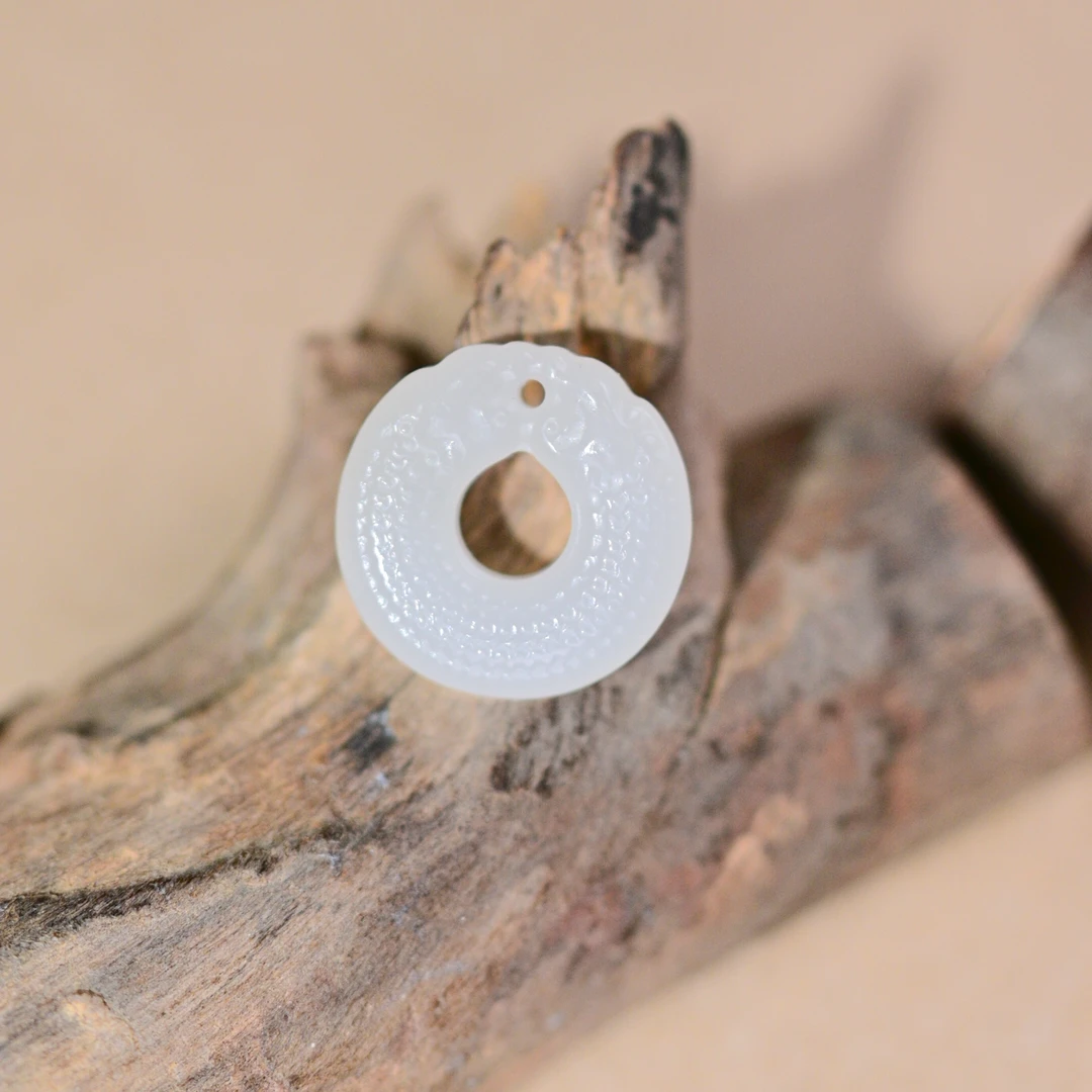 【倔老头精品】和田玉双龙平安扣吊坠精美雕刻款配绳发一个