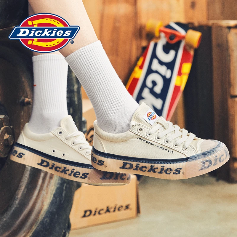 Dickies2024ins新款帆布鞋潮男女同款百搭饼干运动透气小白鞋低帮