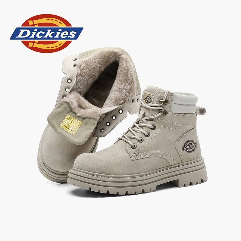 Dickies秋冬保温圆头男工装靴新款厚底复古大黄靴百搭休闲雪地靴