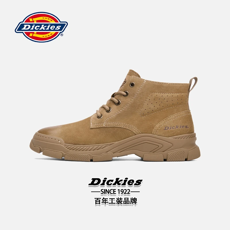 Dickies冬季新款男士马丁靴真皮百搭时尚短靴潮流厚底休闲工装靴