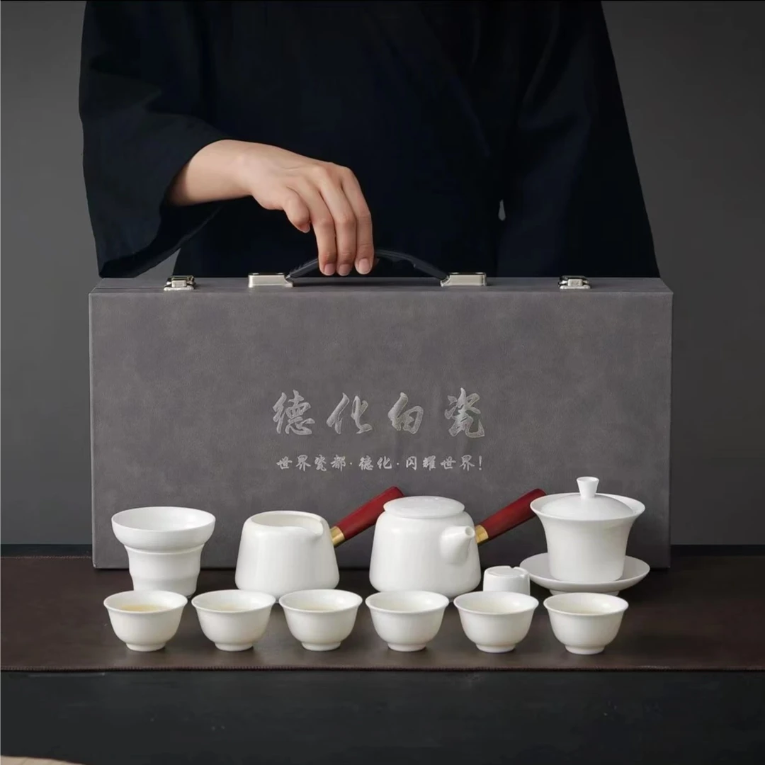 润驰德化白瓷中国白羊脂玉瓷功夫茶具轻奢茶具套装