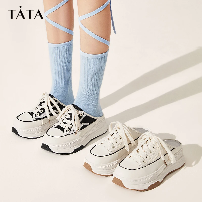 Tata他她时尚休闲包头拖鞋女厚底穆勒鞋外穿2024夏季新款WQB04BH3