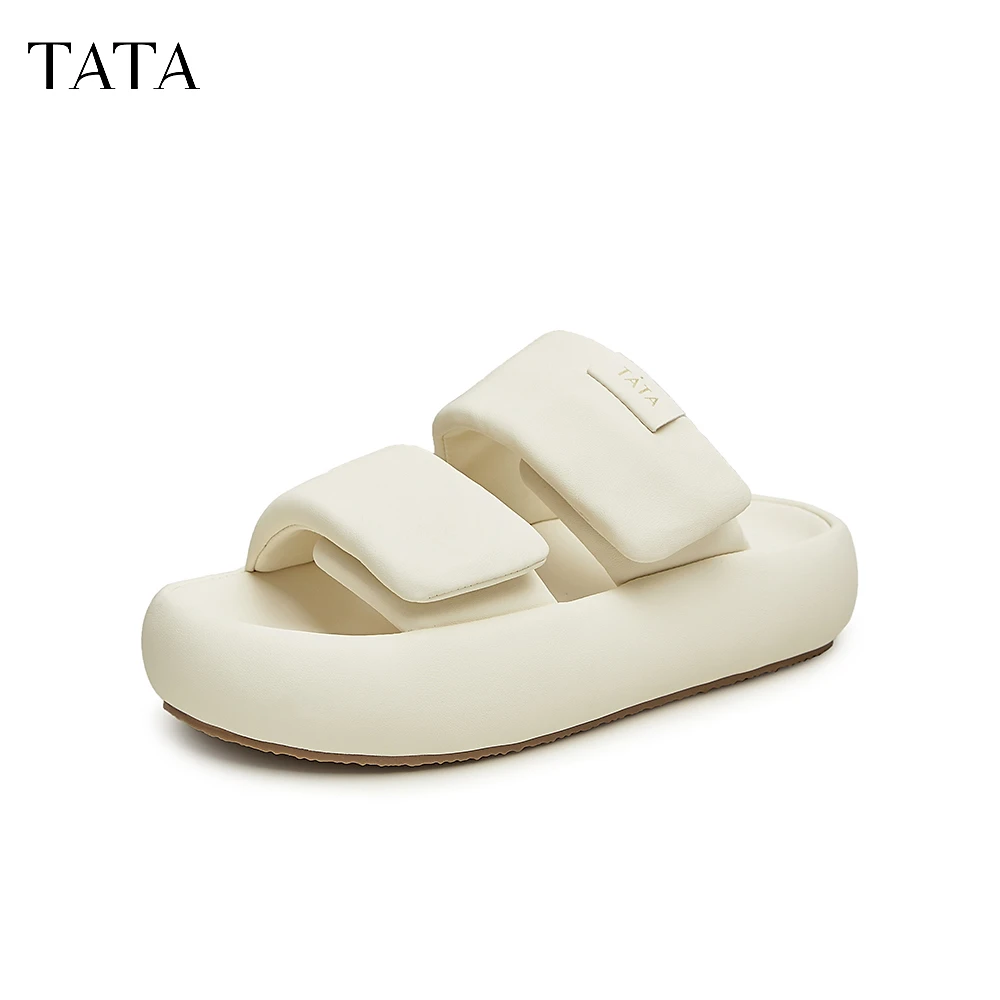 Tata他她懒人厚底拖鞋女外穿舒适面包凉拖鞋夏季新款WXP02BT3
