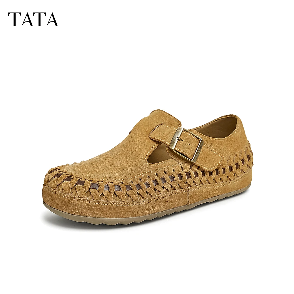 Tata他她复古厚底勃肯鞋女鞋休闲圆头通勤单鞋秋新款CGW04CM4