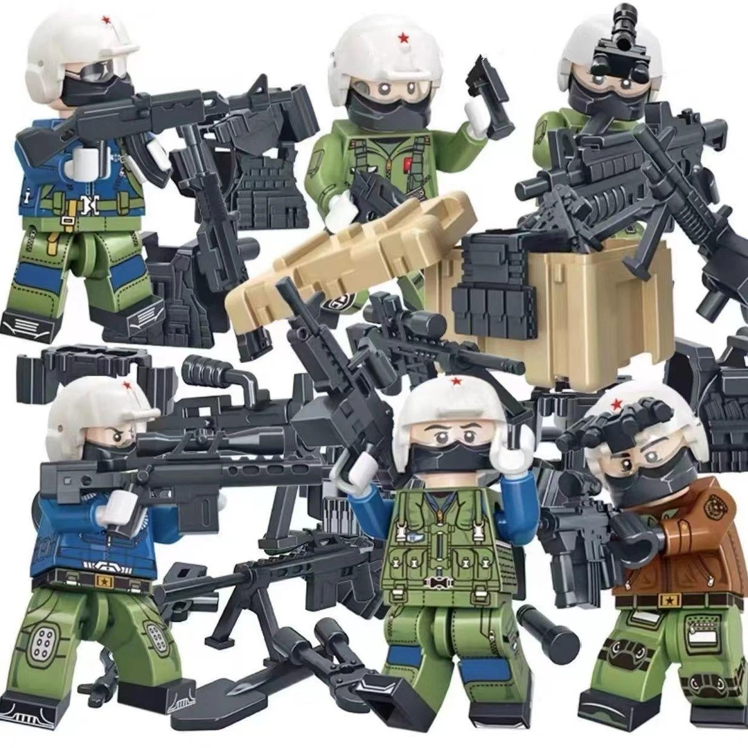 空军积木小人仔士兵军人特种部队特种兵军事战争男孩益智拼装玩具