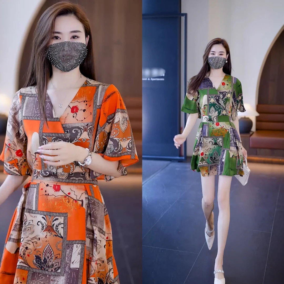 裙子套装女装2023夏季新款气质显瘦时尚夏装韩版洋气遮肚子两件套