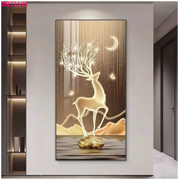 轻奢福禄手工晶瓷装饰玄关画简约艺术简约大气高级走廊过道画