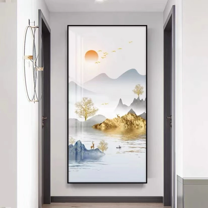 带灯玄关画【福禄山水】【多款画面选择】晶瓷镶钻铝合金边框画框艺术