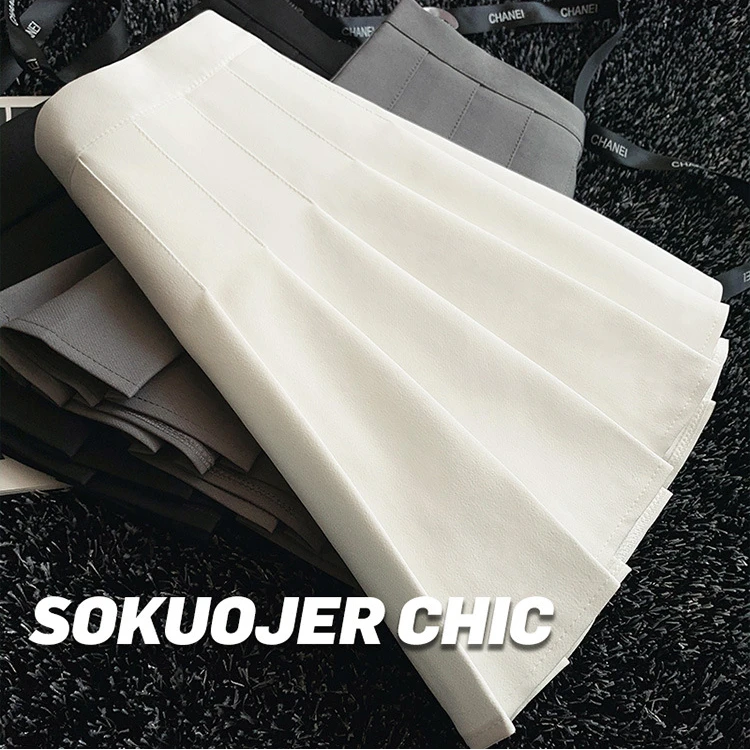 高品质百褶裙女春夏纯色A字裙显瘦半身裙气质学院风防走光JK短裙