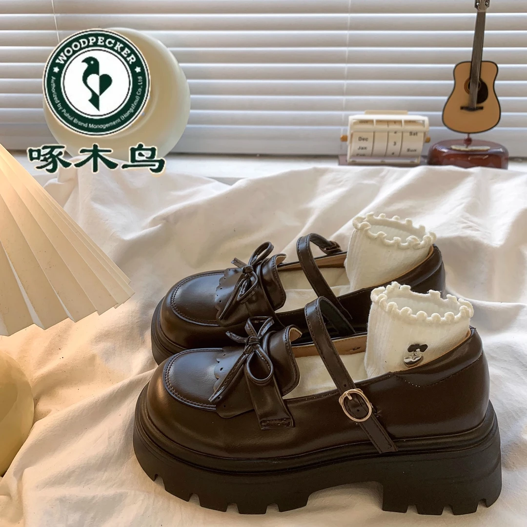 啄木鸟厚底女2025春秋新款日系配裙子不累脚玛丽珍单鞋乐福鞋鞋子