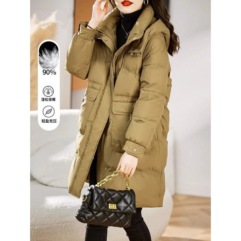 今年流行羽绒羽绒服女中长款时尚洋气冬季保暖加厚2023年新
