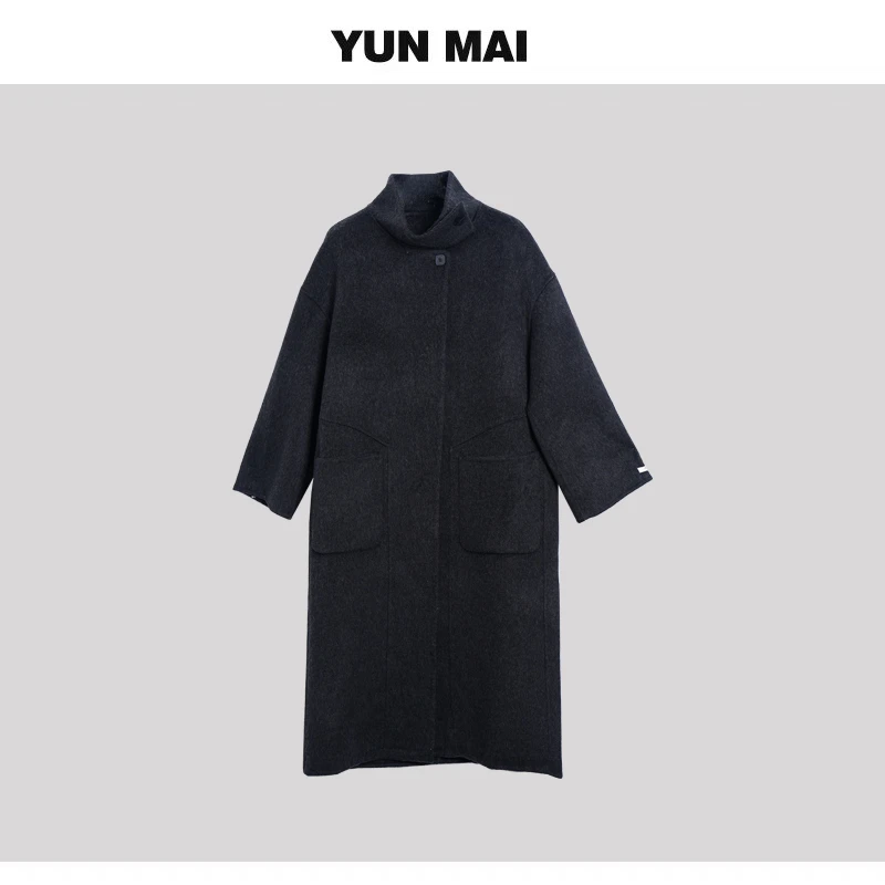 高级感立领冬季2023新款时尚百搭双面呢羊绒大衣气质中长款DY-001