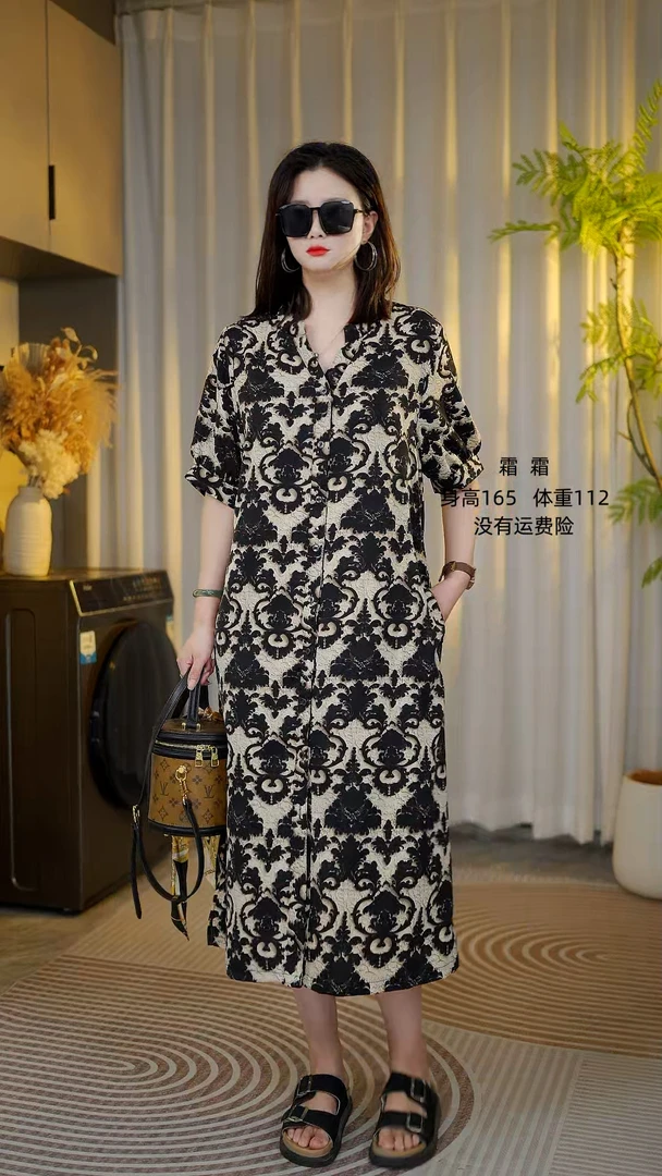 夏季新款宽松显瘦慵懒风长款连衣裙女