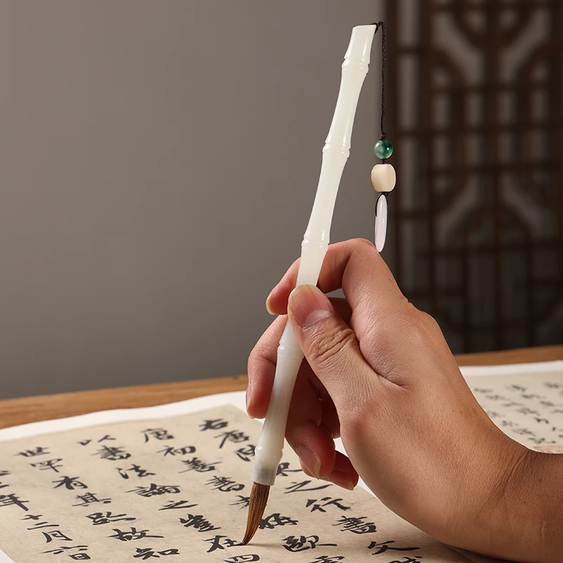 詹华德笔庄瘦金体纯狼毫毛笔小楷玉石竹节款毛笔书法专用行书国画