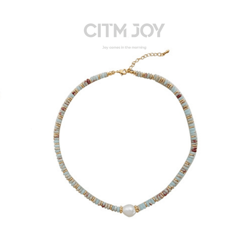 铜合金项链 彩色串珠手项链时尚轻奢小众锁骨链  E8239