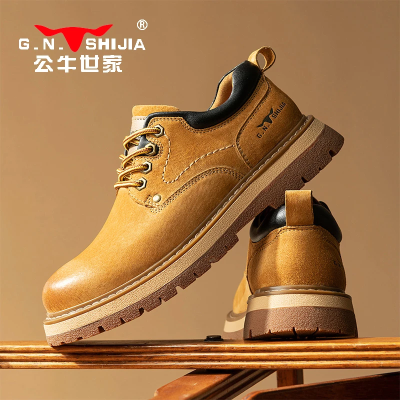 公牛世家男鞋春季新款男士休闲真皮休闲皮鞋复古商务皮鞋男鞋男款