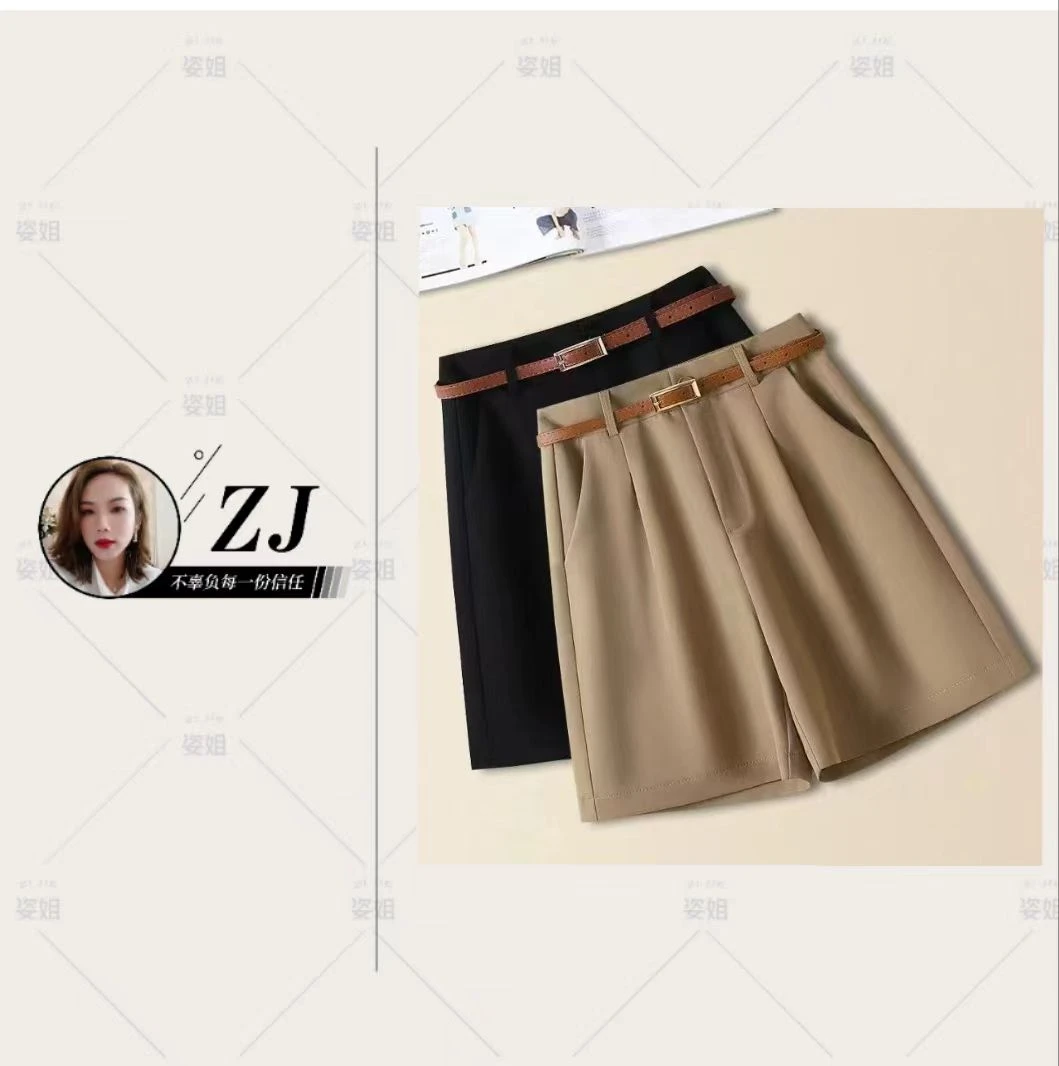 【送腰带】西装短裤女夏季高腰显瘦直筒裤宽松休闲裤阔腿裤五分中裤