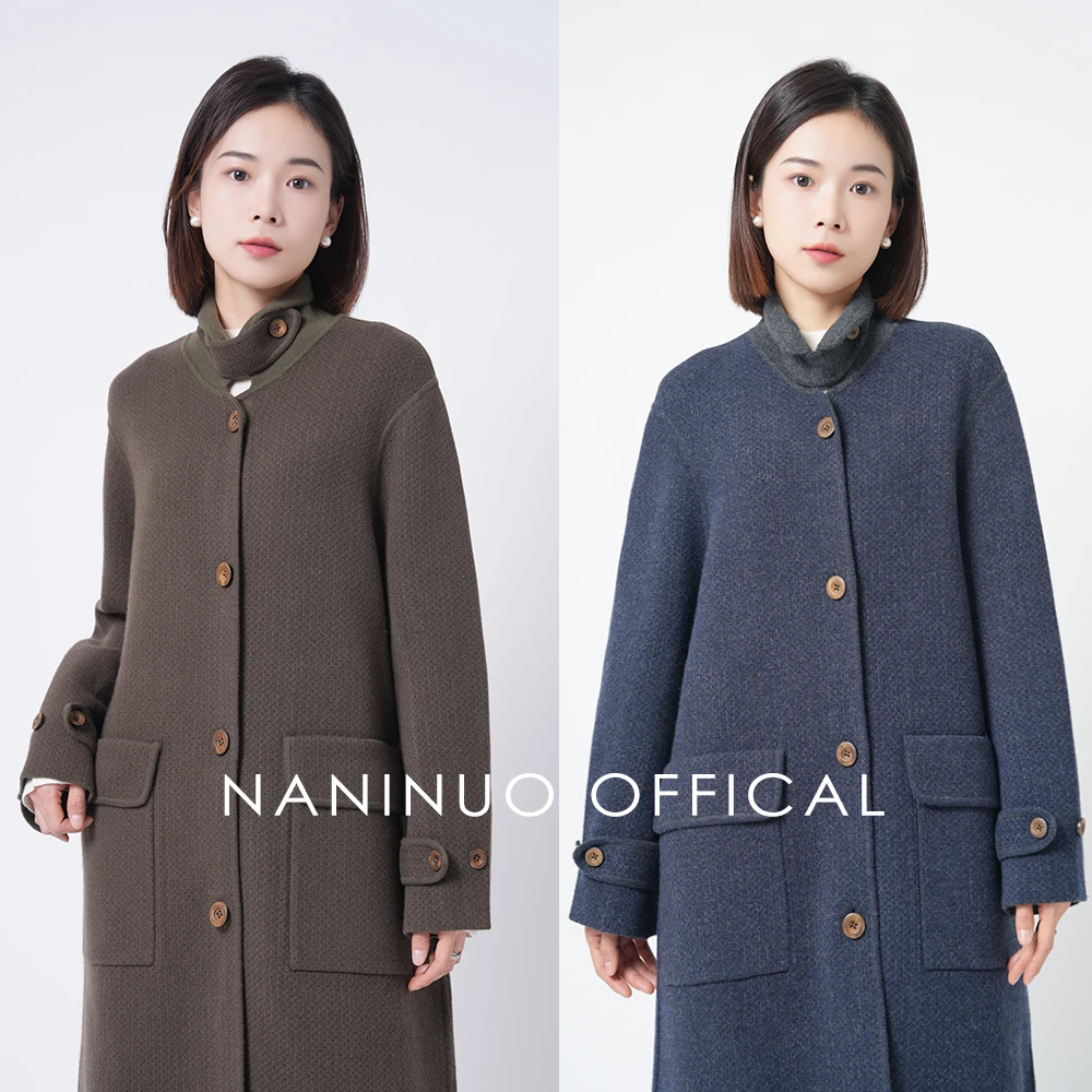 Naninuo/纳尼诺<清风叙>显瘦双穿长款保暖羊绒大衣NQWT24127