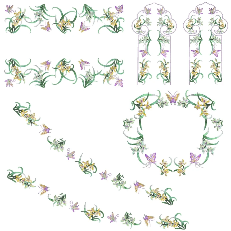 【兰影清辉】套装电脑机绣仿苏绣绣片辅料