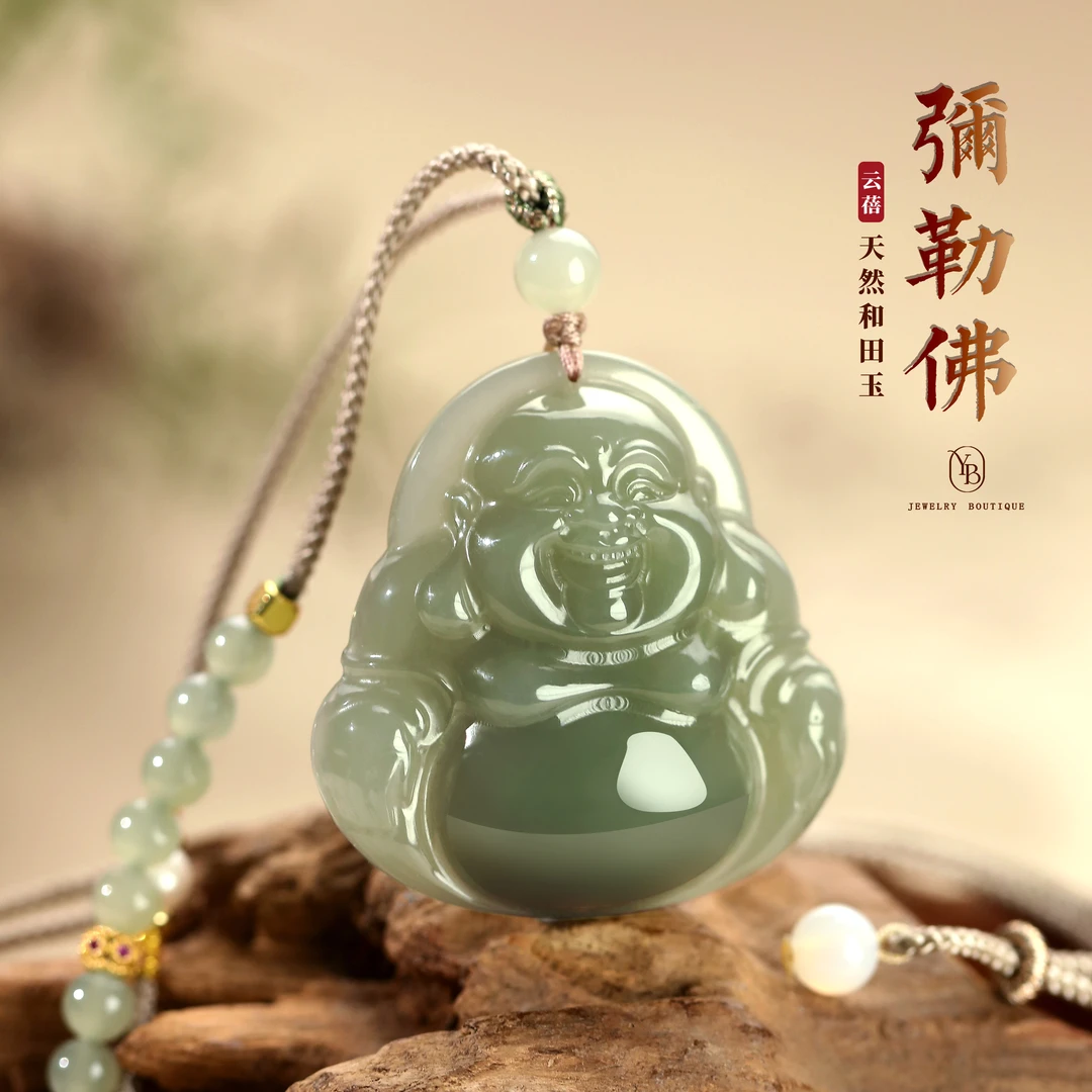 40MM和田玉佛公吊坠项链时尚轻奢女士高级感编绳挂坠女款