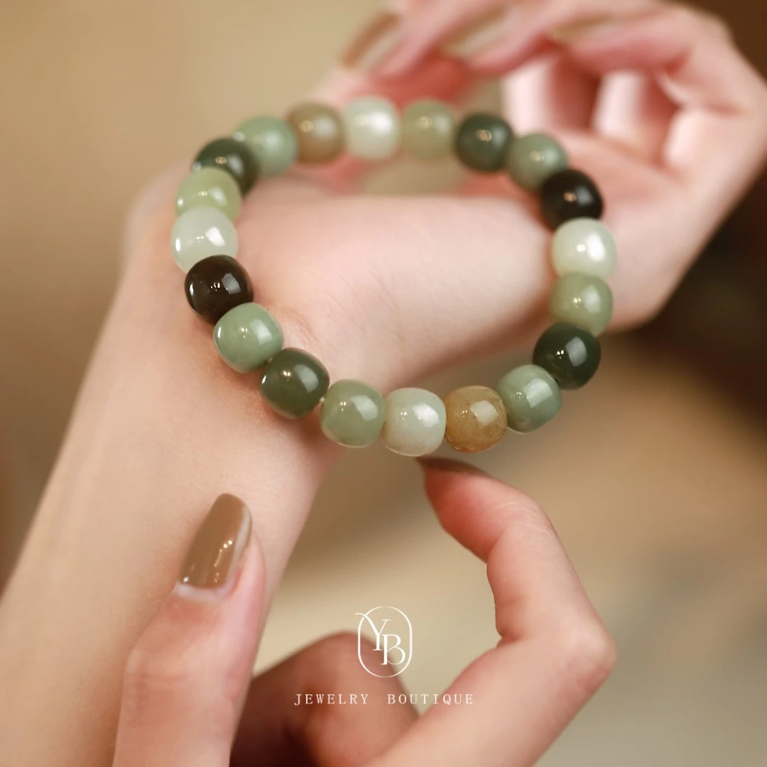 多色和田玉手串女高级感小众设计百搭气质单圈串珠手串简约冷淡风