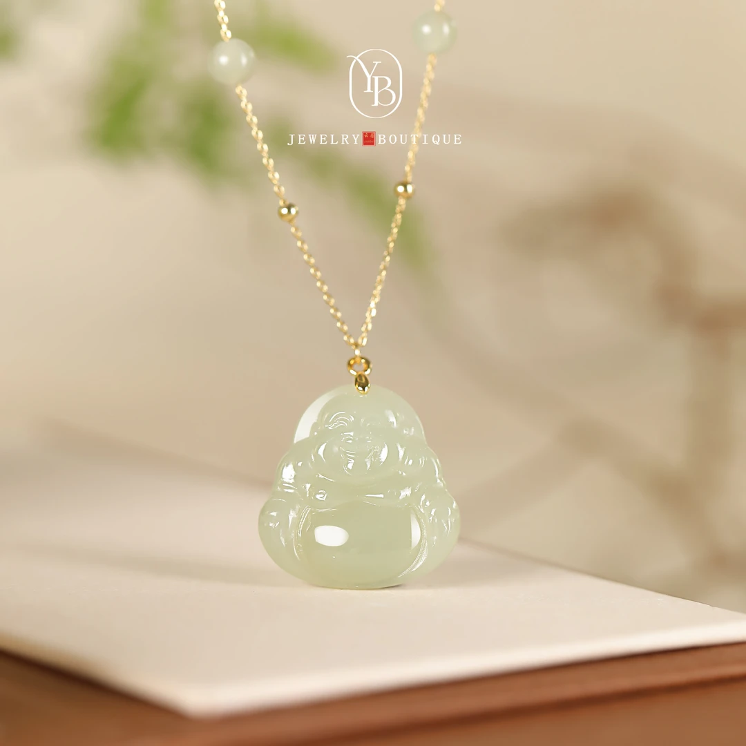 25MM和田玉佛公吊坠项链时尚百搭弥勒佛玉坠颜色多样性发货