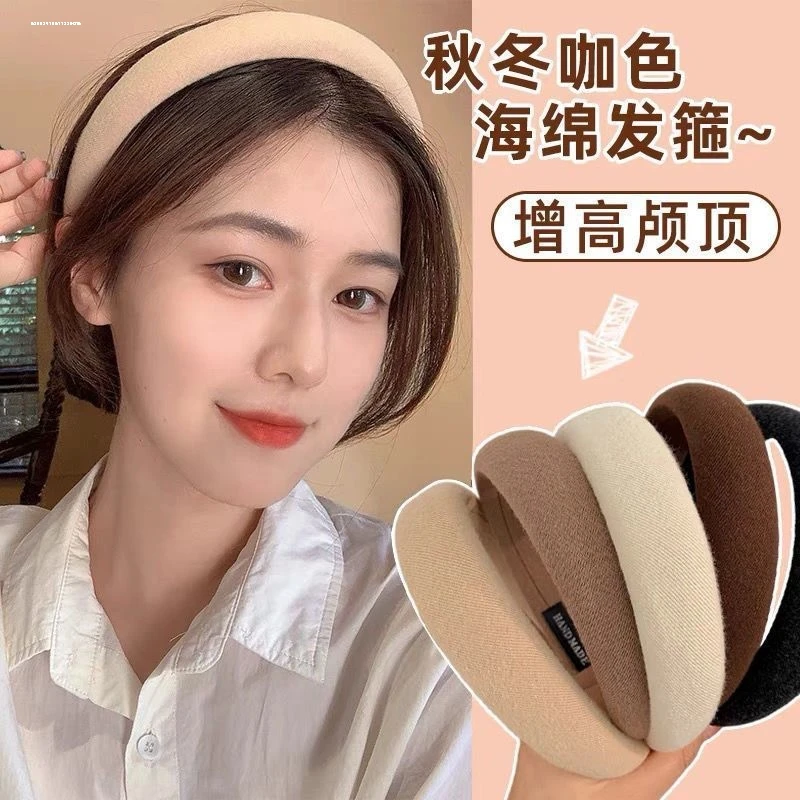 白色发捆发箍女秋冬感复古高颅顶头箍发卡网红2024年新款发夹