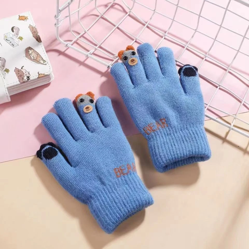 秋冬季新款卡通小学生手套加绒加厚可爱萌宝宝幼儿园儿童保暖手套