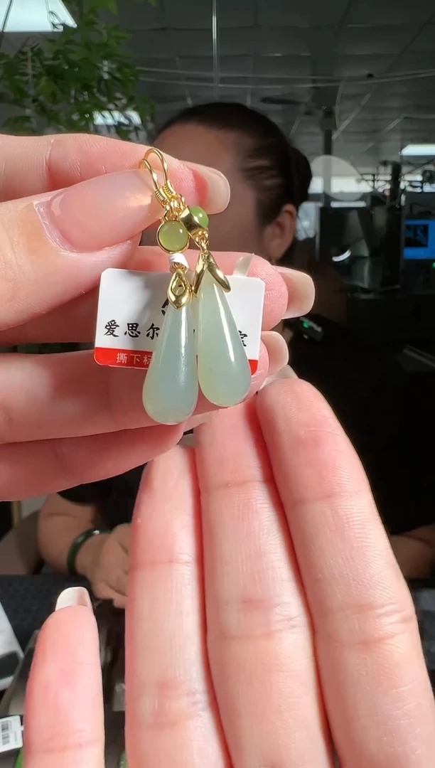 【闪购商品】和田玉耳饰银S925镶嵌且末蓝耳环