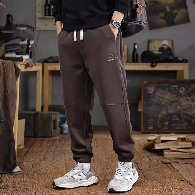 Salodac冬季潮流字母刺绣休闲裤男新款休闲哈伦弹力运动束脚长裤