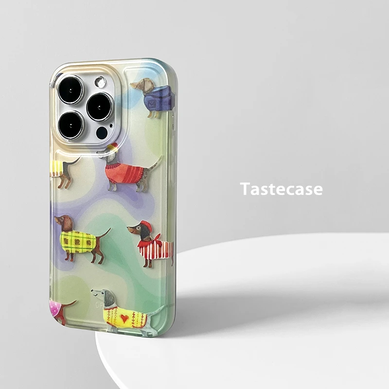 Tastecase艺术可爱腊肠犬狗狗适用苹果iPhone16ProMax手机壳15/14
