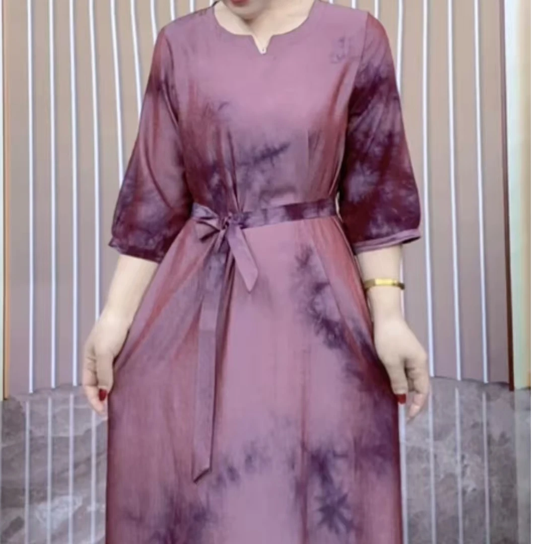 【素锦】夏季女装连衣裙气质碎花连衣裙收腰显瘦圆领时尚裙子3014