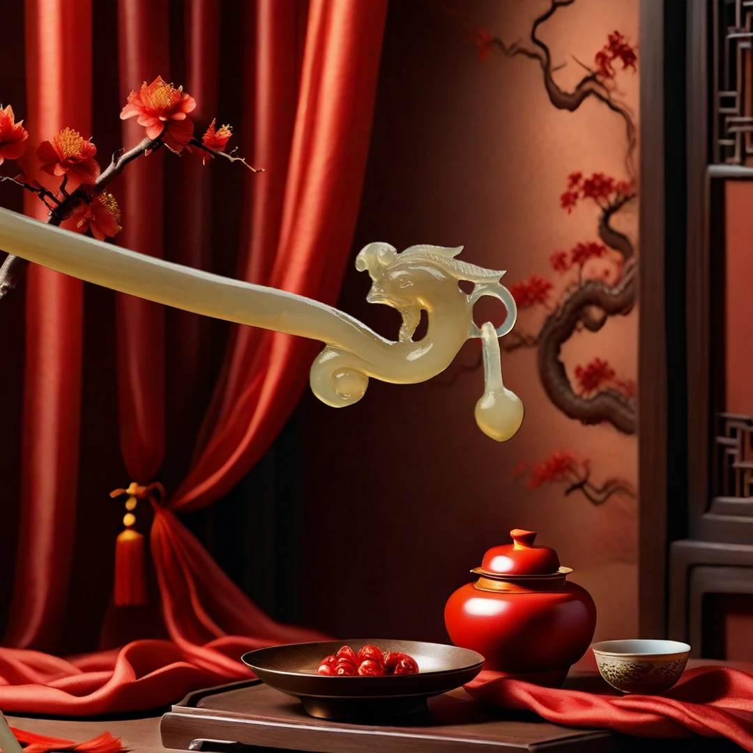 【十年灯】天然白水黑金刚牛角精致发簪盘发高档国风系手工精致礼品