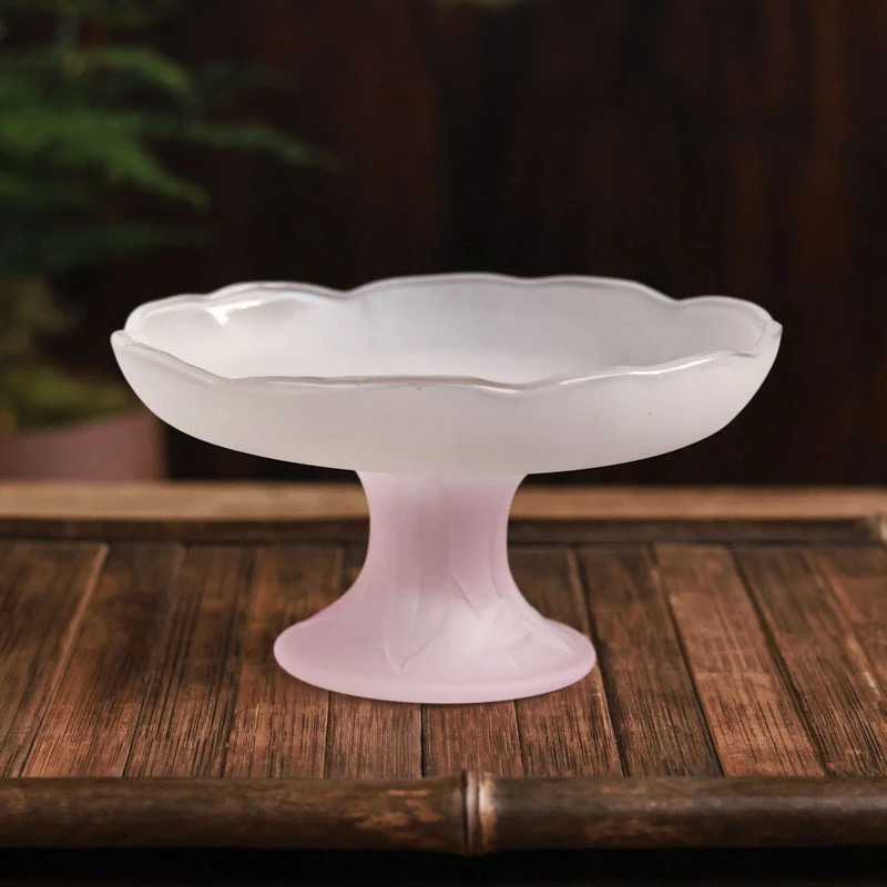 阿茶 粉色高足花壶承（Q4161）