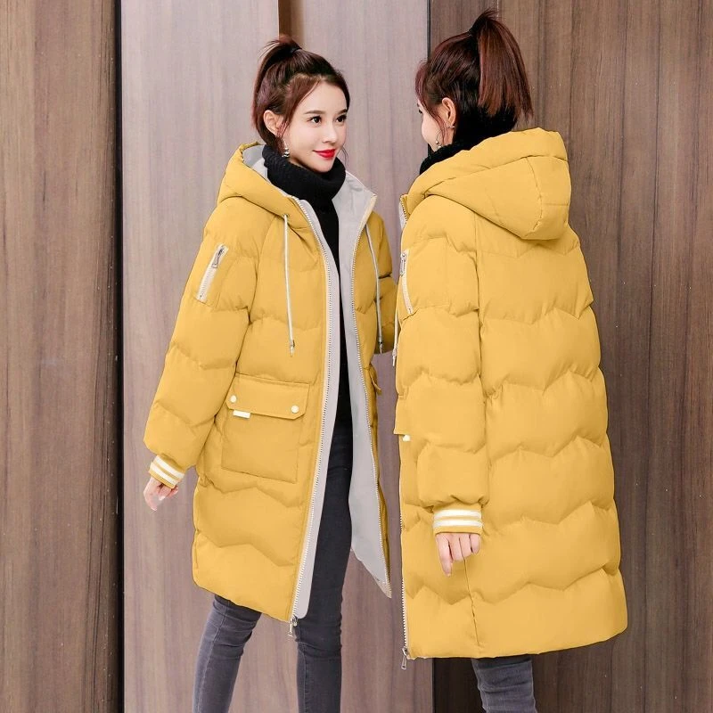 新款反季冬季羽绒服女冬装年韩版宽松棉衣女中长款加厚棉款